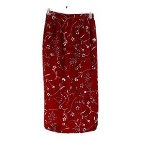 Intriguing Threads Vintage Made In USA Side Slit Button‎ Zip Front Red Floral 10